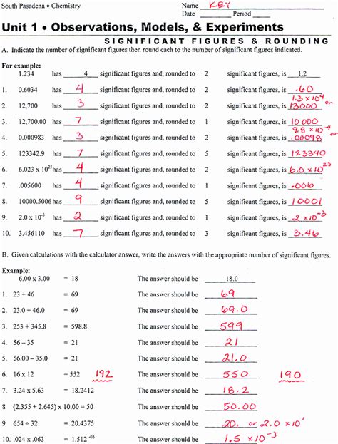 calculations using significant figures worksheet answers